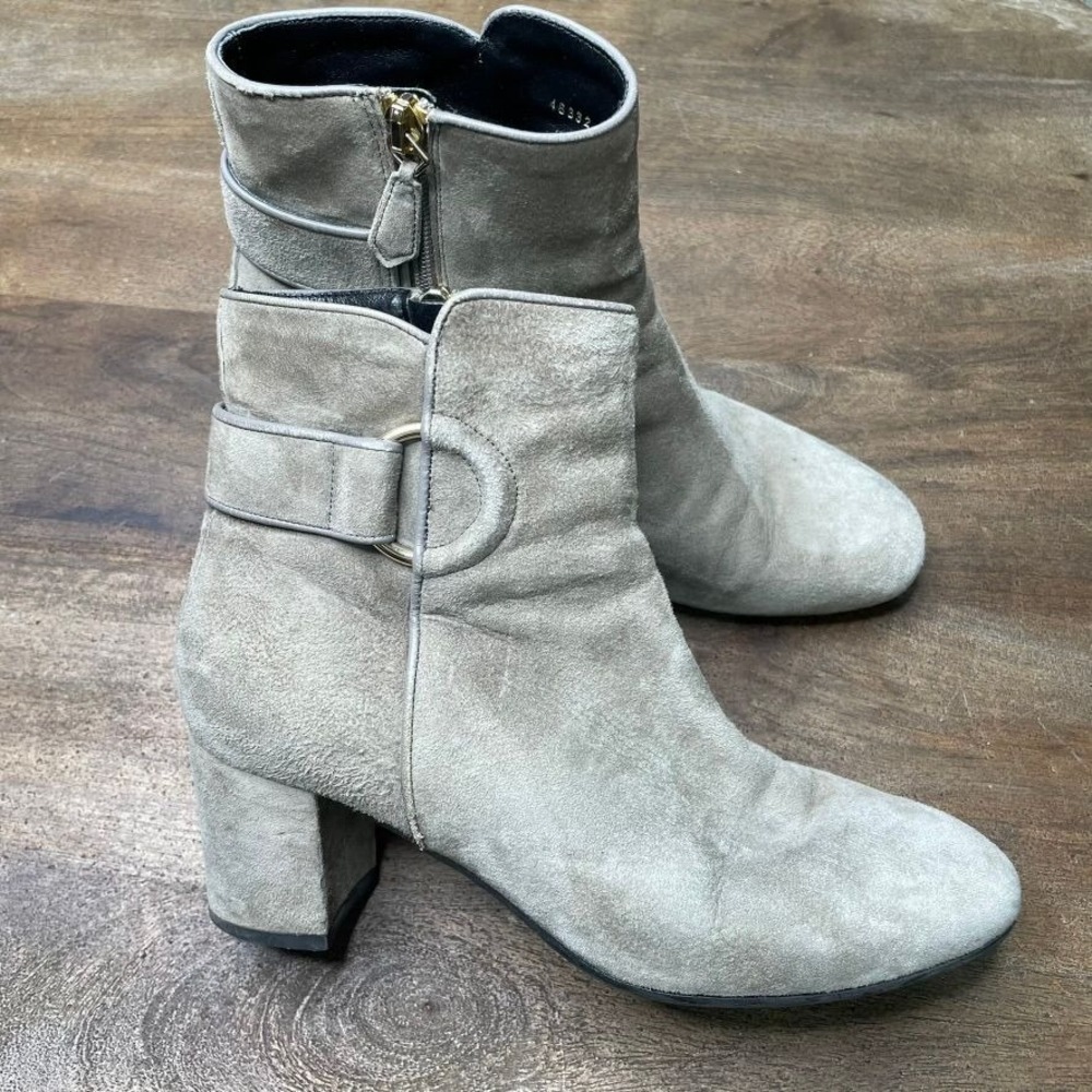 LK Bennett Ankle Boots‎ Size 37 US 6.5 Suede Leather Quiet Luxury Minimalist